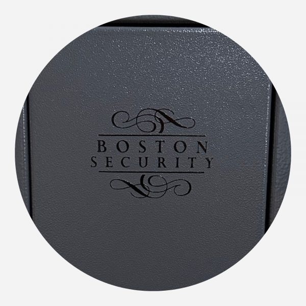 Boston Security 5 Gun Cabinet - Front Door Logo Image - Gun Cabinets Online