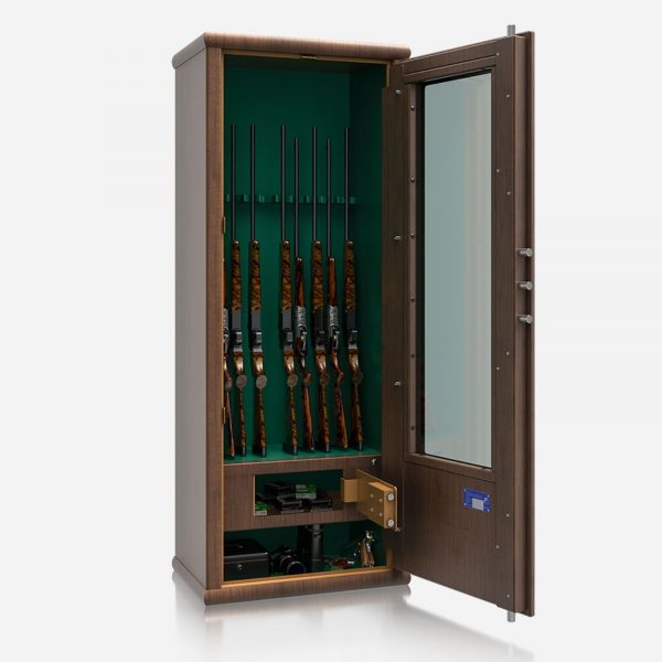 Burton Security Krystal S2 10 Gun Display Gun Safe - Door Open Image - Gun Cabinets Online