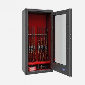 Burton Security Krystal G1 13 Gun Display Gun Safe - RAL9011 Open - Gun Cabinets Online