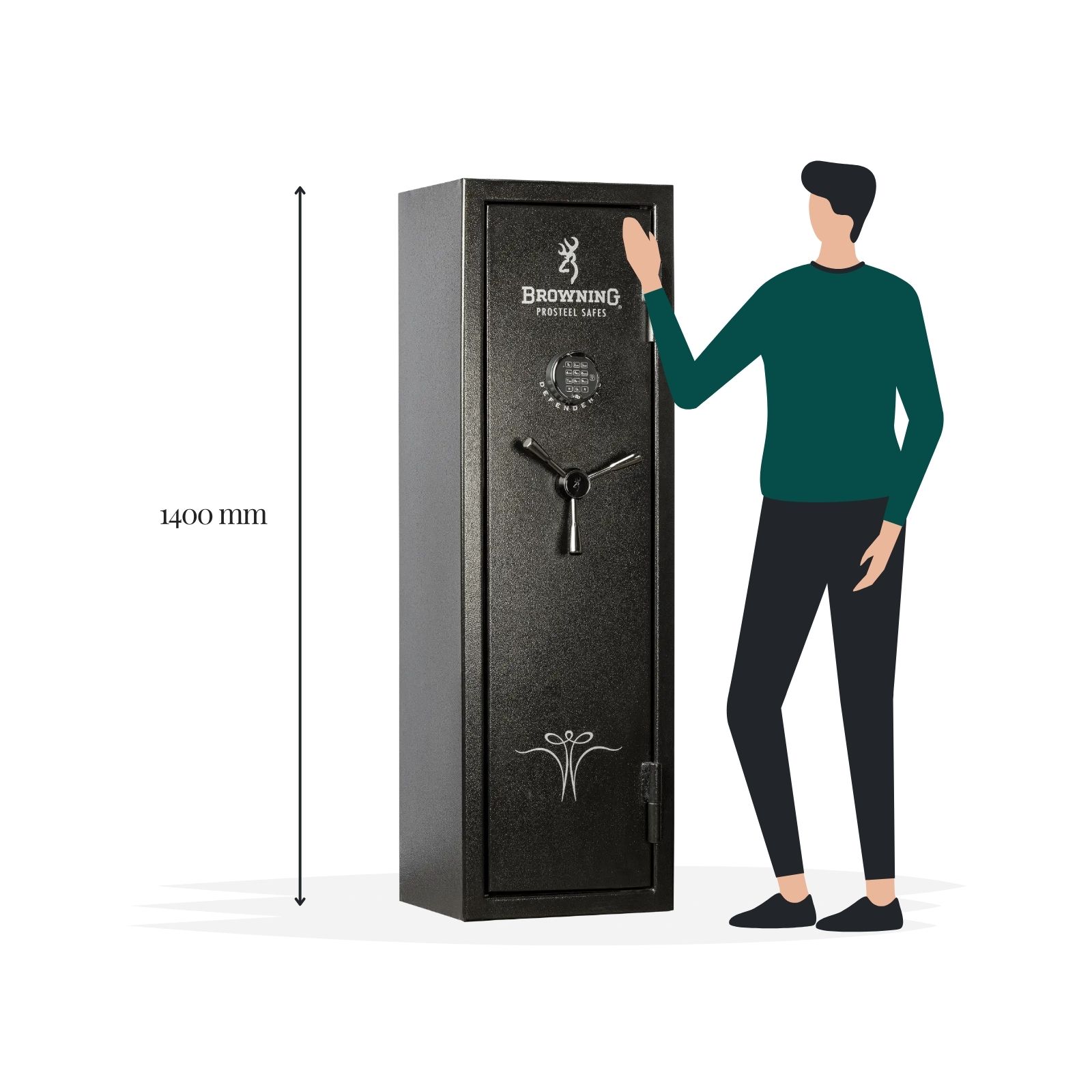 Browning Defender 10 Gun Safe - Size Image - Gun Cabinets Online