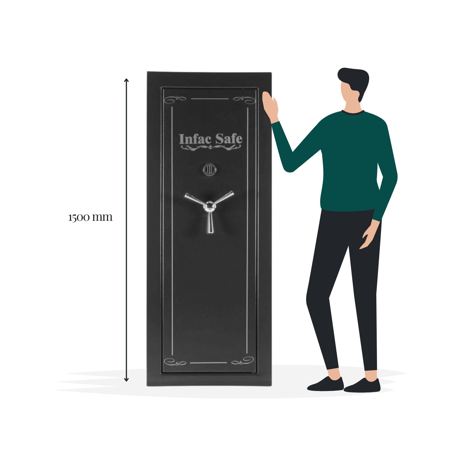 Infac Presidential Fireproof 21 Gun Safe Black - Size Image - Gun Cabinets Online