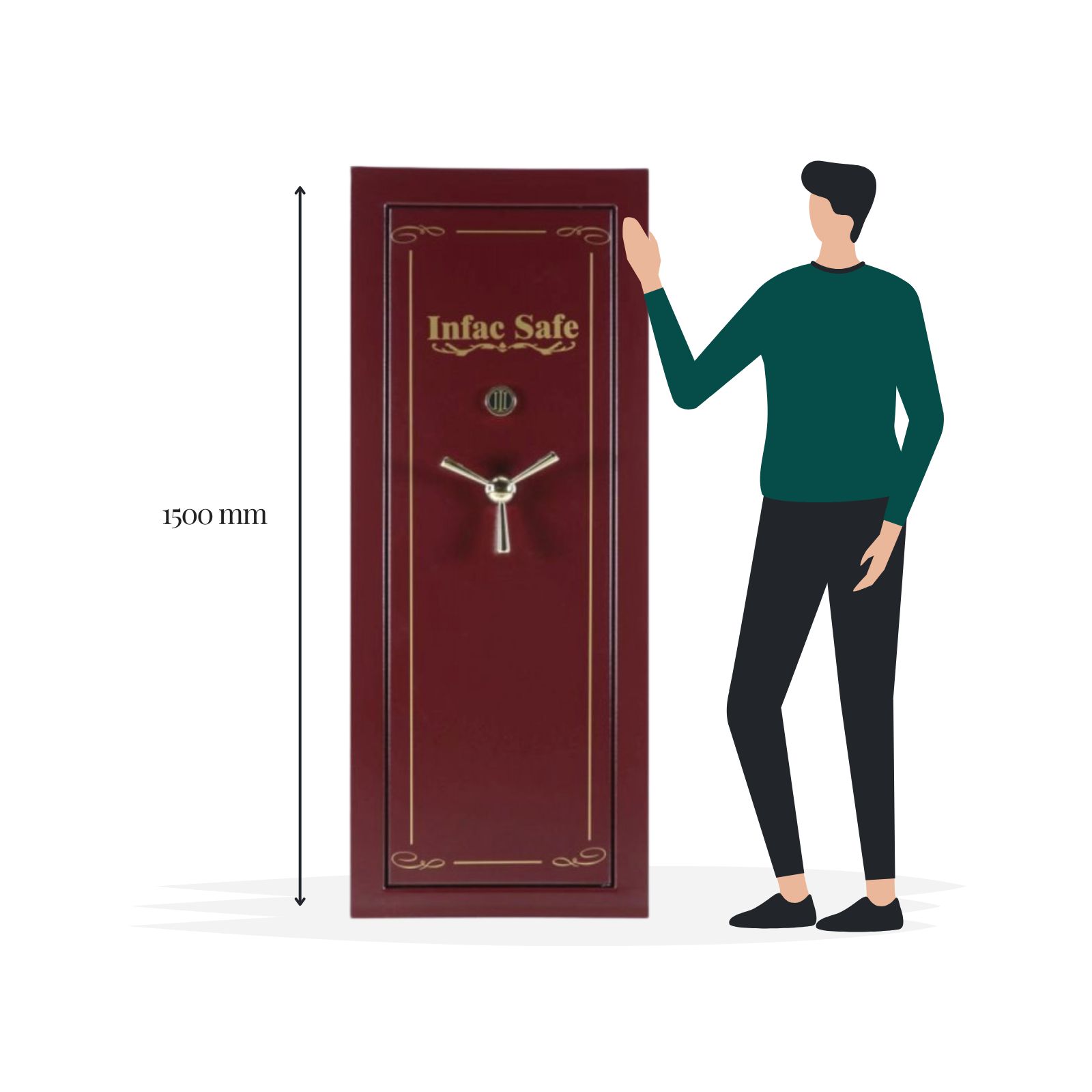 Infac Presidential Fireproof 21 Gun Safe Cabinet Burgundy - Size Image - Gun Cabinets Online