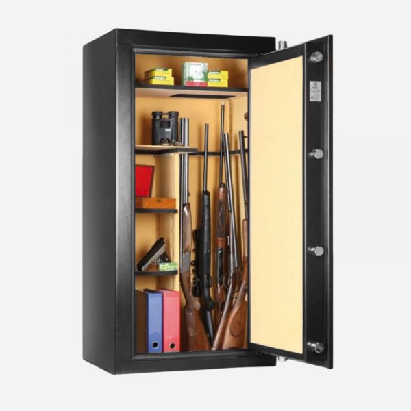 Infac Presidential Fireproof 24 Gun Safe Black - Door Open - Gun Cabinets Online