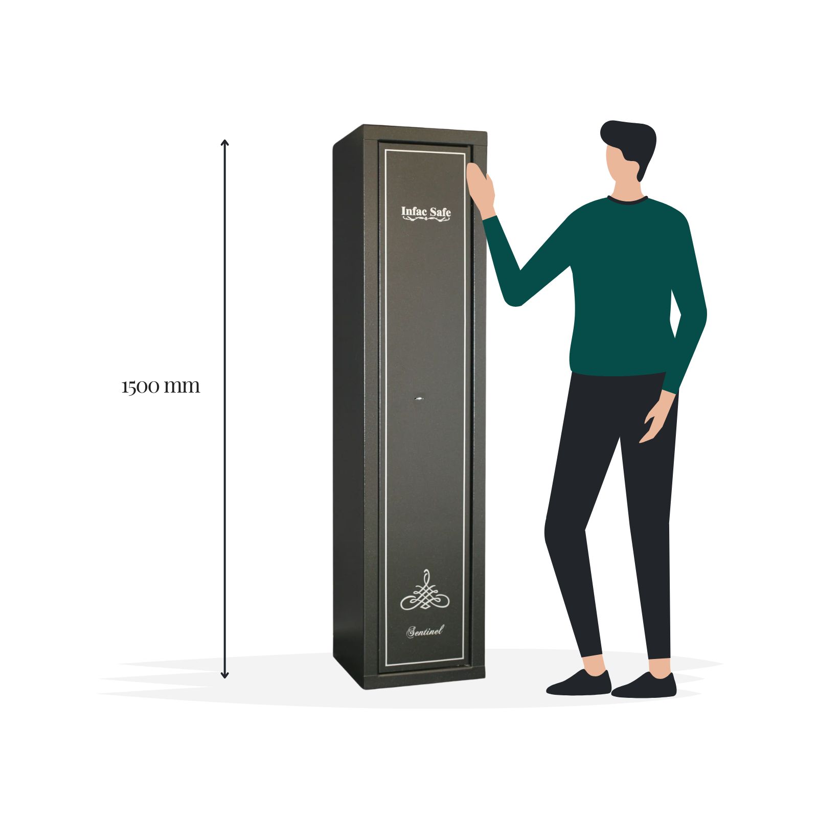 Infac Protection Series SD7 6+1 7 Gun Shotgun Cabinet with Ammo Locker - Size Image - Gun Cabinets Online