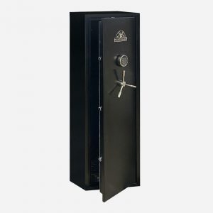 HuntGuard Highlander 10 Gun Electronic Gun Cabinet - Door Partially Open - Gun Cabinets Online