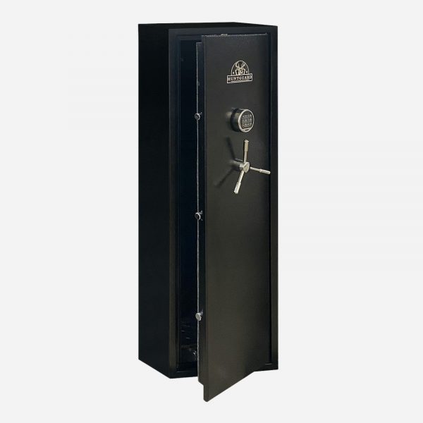 HuntGuard Highlander 10 Gun Electronic Gun Cabinet - Door Partially Open - Gun Cabinets Online