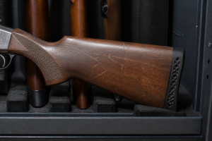 Image showing scratches to shotgun stock during storage | Gun Cabinets Online