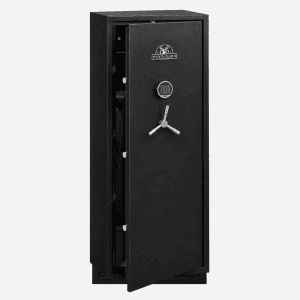 HuntGuard Highlander 18 Gun Digital Keypad Gun Cabinet Safe - Door Partially Open