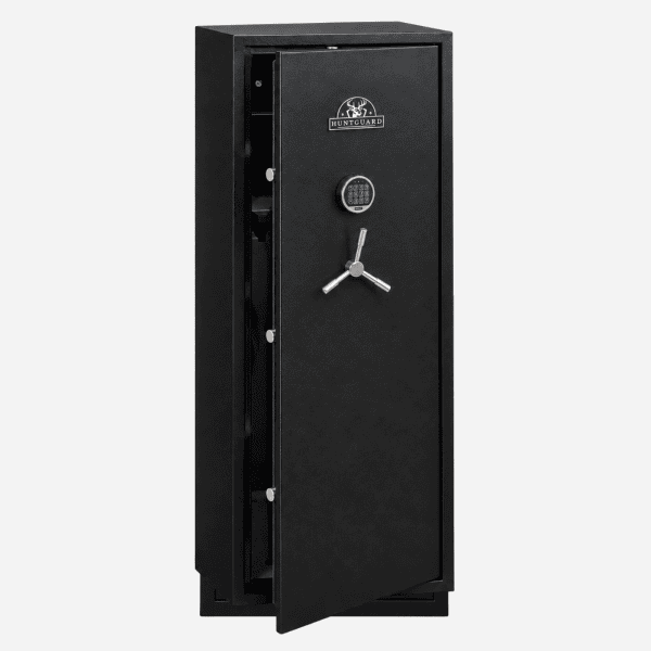 HuntGuard Highlander 18 Gun Digital Keypad Gun Cabinet Safe - Door Partially Open
